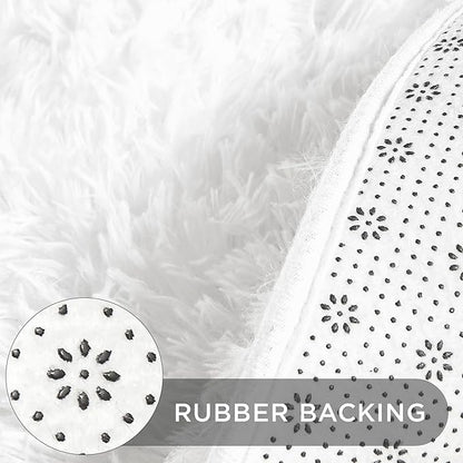 Andency White Round Area Rug for Living Room, Large Shag Circle Rug 7x7 for Bedroom, Fluffy Faux Fur Carpet for Room Home Decor, Circular Fuzzy Plush Rug for Playroom Dorm Home Decor