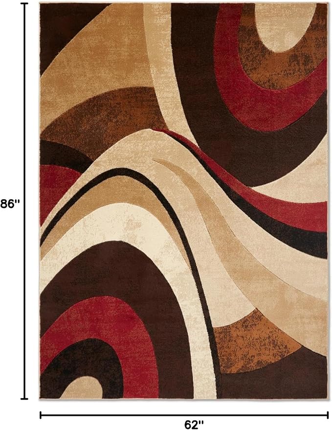 Home Dynamix Tribeca Slade Modern Area Rug, Abstract Brown/Red 5'2"x7'2"