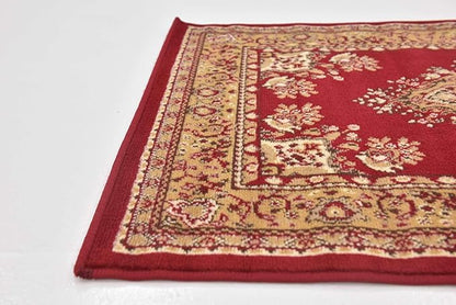 Unique Loom Reza Collection Traditional Persian Style Area Rug, 2 ft 7 in x 10 ft, Burgundy/Ivory