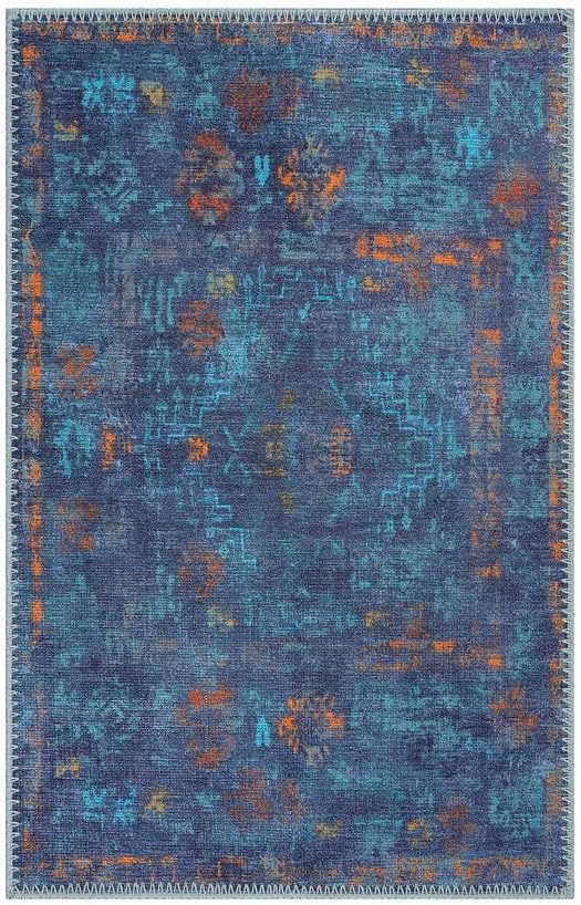 GLN Rugs Contemporary Collection - Machine Washable Area Rug, Contemporary Washable, Non Slip, Low Pile Chenille Rug, Living Room, Bedroom, Kitchen Rug (2' x 3' Midnight/Multi)