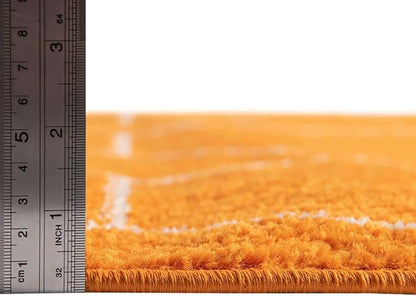 Unique Loom Trellis Frieze Collection Area Rug - Geometric (8' Round, Orange/ Ivory)