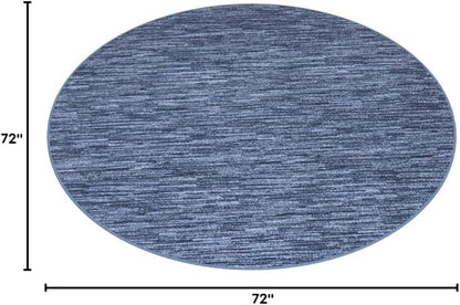 Nourison Home Nourison Essentials Navy Blue 6' x Round Area Rug - Easy Clean, Non Shedding, Bed Room, Living Room, Dining Room, Kitchen (6' x Round)