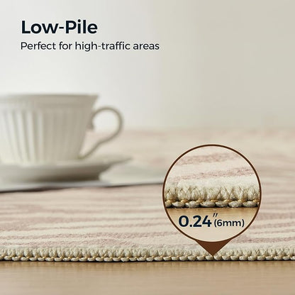 WITSHOCK 10x14 Area Rugs for Living Room: Beige Floral Washable Rugs for Bedroom Dining Room Office Nursery Modern Non-Slip Stain Resistant Low Pile Home Decor（Beige/Brown,10'x14'）