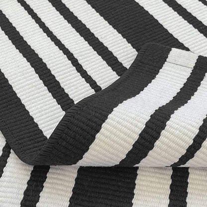KOZYFLY Black and White Striped Porch Runner Rug 2x4.3 Ft Washable Outdoor Rug Farmhouse Outdoor Doormats Double Front Door Rug Striped Runner for Front Door Kitchen Hallway Bathroom