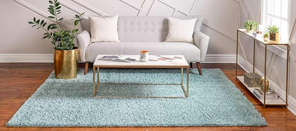 Unique Loom Davos Shag Collection Area Rug - Solid (7' 10" Square, Aqua)