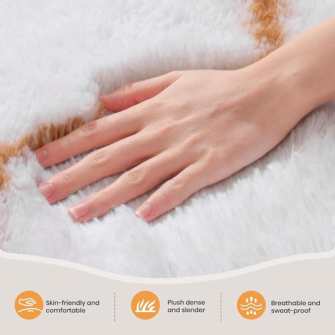 Zentavio Area Rugs for Living Room Large Rugs for Bedroom 6x9 Carpet Fluffy Fuzzy Soft Shag Aesthetic Plush High Pile Throw Rug for Nursery Kids Room Dorm Honeycomb Khaki