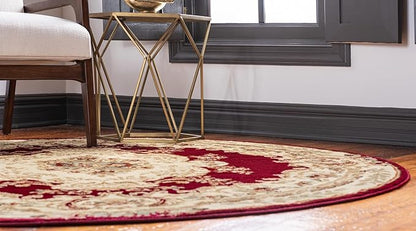 Rugs.com Chateau Collection Rug - 4 Ft Round Red Medium Pile Rug
