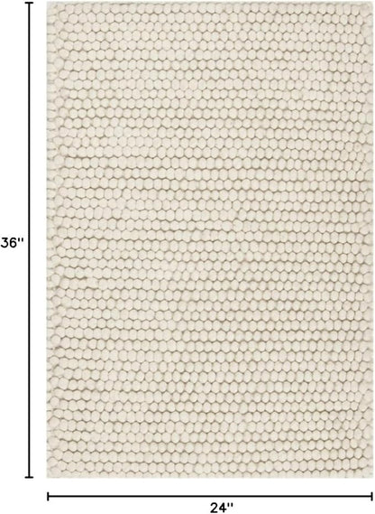SAFAVIEH Natura Collection Accent Rug - 2' x 3', Ivory, Handmade Wool Blend, Textured Design, Ideal for Hallway, Bedroom, Foyer (NAT620A)