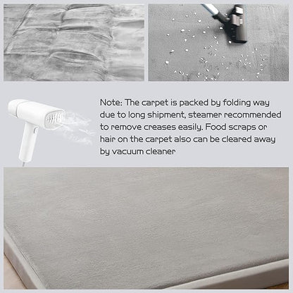 MAXYOYO Baby Play Mat, 1.2" Thick Memory Foam Soft Padded Carpet with Non-Slip Backing, 5x7 ft Japanese Tatami Rug Living Room for Kids, Toddler, Children, Nusery(Grey)