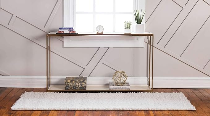 Unique Loom Davos Shag Collection Area Rug - Solid (2' 7" x 13' 1" Runner, White/ Ivory)