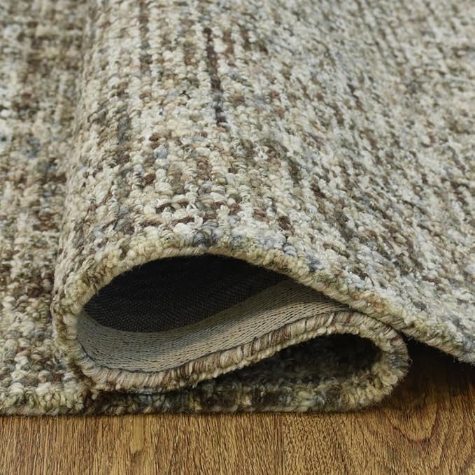Hand Tufted Wool ECO-Friendly Area Rugs - 5'x8', Rectangle Shape, Dark Brown & Beige, Solid Plain Design, High Pile Handmade Area Rugs for Living Room, Bed Room (KWC111)