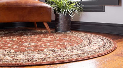 Unique Loom Voyage Collection Traditional Oriental Classic Intricate Design Area Rug (8' 0 x 8' 0 Round, Terracotta/Ivory)