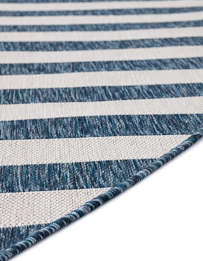 Unique Loom Outdoor Striped Collection Area Rug - Striped (7' 10" Round Blue/Ivory)