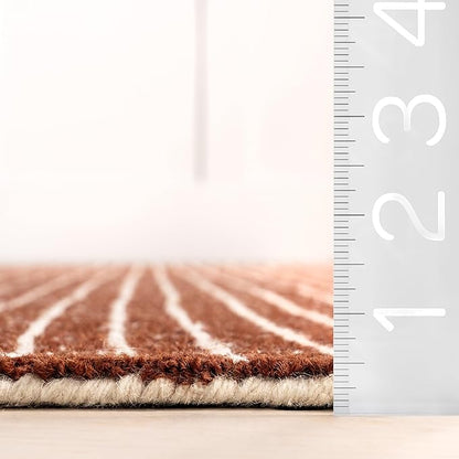 Rugs USA 8'6" x 11'6" Melrose Checked Wool Indoor Area Rug, Contemporary Farmhouse Chestnut/Ivory for Living Room, Bedroom, Office, Entryway, Hallway