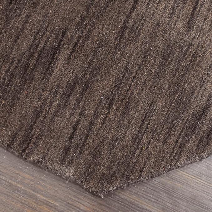 Hand Knotted Loom Wool ECO-Friendly Area Rugs - 8'x8', Octagon, Brown Color, Solid Plain Design, High Pile Thick Handmade Anti Skid Area Rugs for Living Room, Bed Room (L00111)