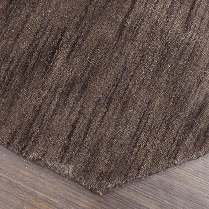 Hand Knotted Loom Wool ECO-Friendly Area Rugs - 6'x6', Octagon, Brown Color, Solid Plain Design, High Pile Thick Handmade Anti Skid Area Rugs for Living Room, Bed Room (L00111)