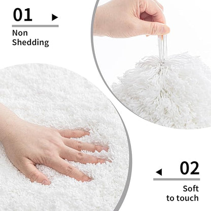White Toilet Rug 22x24 Non Slip Fluffy Toilet Floor Mat U Shaped Washable Bathroom Contour Rug for Toilet Absorbent Shaggy Toilet Foot Rug