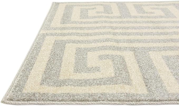 Unique Loom Athens Collection Classic Geometric Modern Border Design Area Rug (3' 3 x 5' 3 Rectangular, Gray/ Beige)