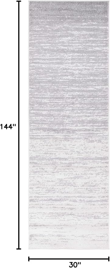 SAFAVIEH Adirondack Collection Runner Rug - 2'6" x 12', Ivory & Silver, Modern Ombre Design, Non Shedding & Easy to Clean, Ideal for Hallway, Foyer, Kitchen, Entryway, Bedroom (ADR113B)