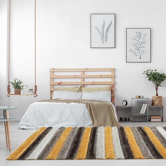 LUXE WEAVERS Lantanas Collection 7119 Yellow 8x10 Modern Geometric Area Rug