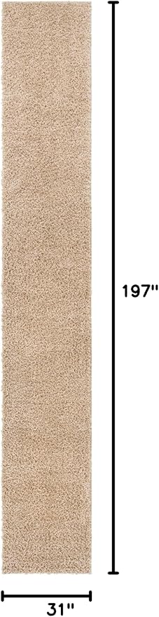 Unique Loom Davos Shag Collection Area Rug - Solid (2' 7" x 16' 5" Runner, Linen)