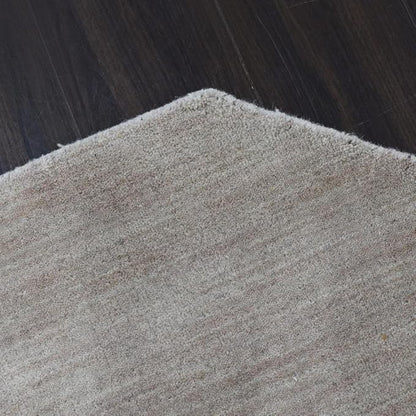 Hand Knotted Loom Wool ECO-Friendly Area Rugs - 6'x6', Octagon, Beige Color, Solid Plain Design, High Pile Thick Handmade Anti Skid Area Rugs for Living Room, Bed Room (L00111)
