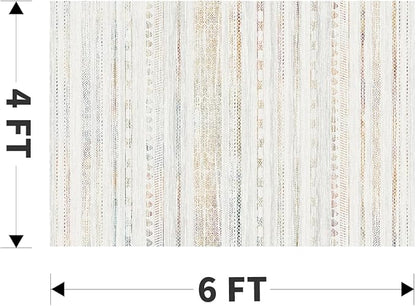 4x6 Area Rugs for Living Room Machine Washable Rug Distressed Indoor Carpet Neutral Moroccan Boho Rug Ultra Soft Area Rug for Bedroom Dining Room Playroom Office, Multi-Color