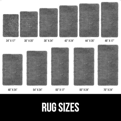 GORILLA GRIP Bath Rug Mat 44x26, Thick Soft Absorbent Chenille, Quick Dry Microfiber Mats, Rubber Backing Washable Shower Floor Rugs, Bathmat Runner, US Designed Bathroom Home Decor Accessories Grey