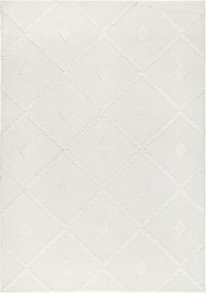 Antep Rugs Palafito 5x7 Geometric Shag Diamond High-Low Pile Textured Indoor Area Rug (White, 5'3" x 7'6")