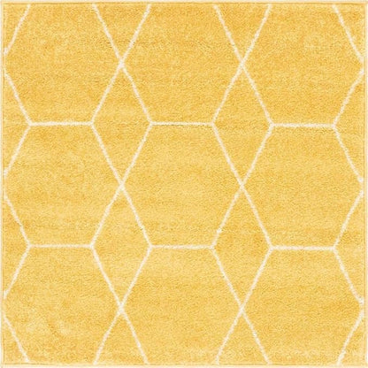 Unique Loom Trellis Frieze Collection Area Rug - Geometric (3' Square, Yellow/ Ivory)
