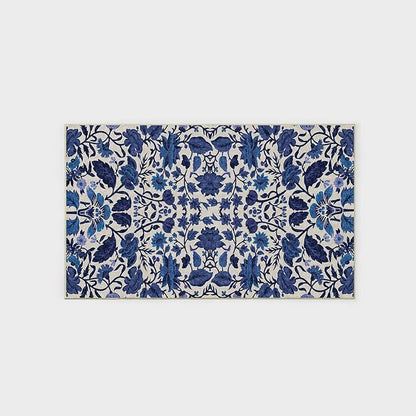 EVERGRACE Area Rugs for Living Room 3x5, Boho Floral Faux Wool Indoor Outdoor Rugs, Washable Rugs for Bedroom Entryway Dining Room Hallyway, Low Pile Floor Mat Carpet for Home Decor, Celtic Blue