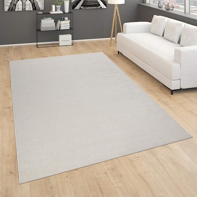 Paco Home Solid Area Rug in Cream Modern Plain Design, Size: 4'7" x 6'7"