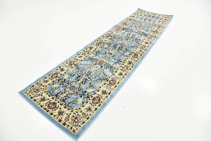 Unique Loom Sialk Hill Collection Area Rug - Washington (2' 7" x 10' Runner Light Blue/Navy Blue)