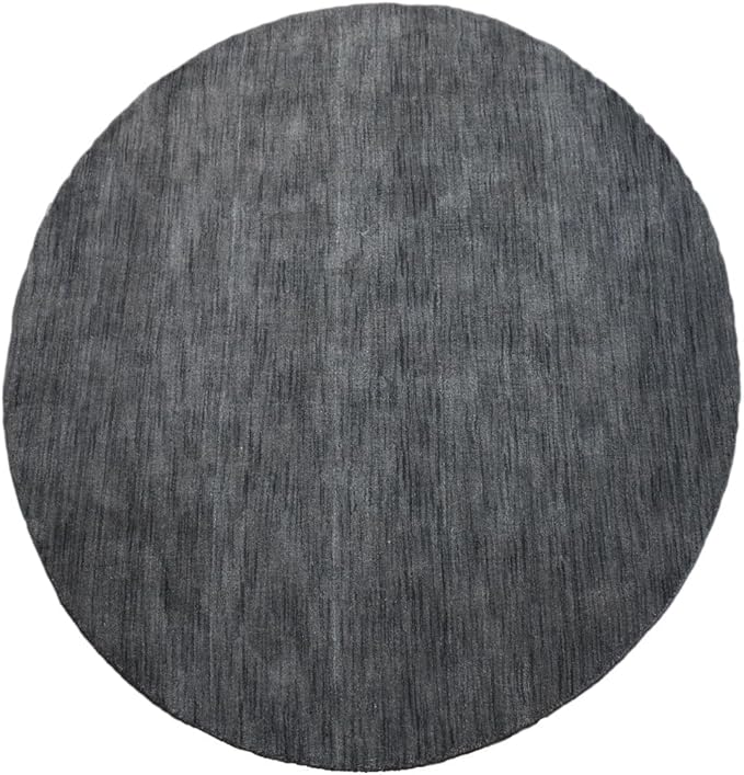 Hand Knotted Loom Wool ECO-Friendly Area Rugs - 10'x10', Round, Charcoal Color, Solid Plain Design, High Pile Handmade Anti Skid Area Rugs for Living Room, Bed Room (L00111)