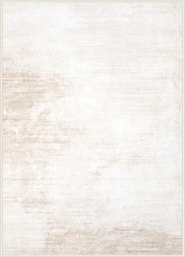 Area Rugs 5x7 Living Room: Washable Rug Modern Abstract Large Rug Soft Non Slip Neutral Rugs Stain Resistant Indoor Carpet for Bedroom Kitchen Dining Room Table Nursery Home Office Rugs(Beige,5'x7')