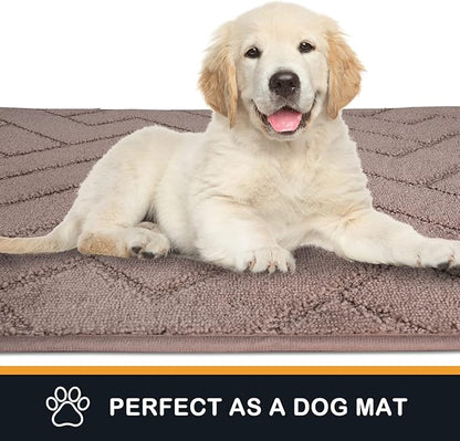 PURRUGS Dirt Trapping Door Mat 34" x 59", Non-Slip Machine Washable Entry Rug, Shoe Scraper, Dog Doormat, Super Absorbent Welcome Mat for Front & Back Door, Muddy Wet Shoes & Paws, Grayish Brown