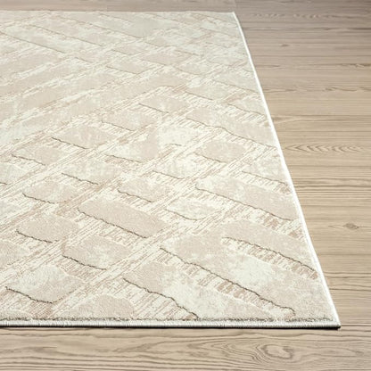 Abani Terra Cream Area Rug for Living Room, Bedroom - Rustic Modern Pattern - 6' x 9' - Durable & Easy to Clean
