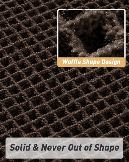Upgraded Waffle Runner Rug Super Absorbent Non Slip Bath Mats for Bathroom Machine Washable Bathroom Runner Rug with Tassels, Ideal for Hallway Bedroom Laundry Room, Chocolate, 2'x 4'(24" x 48")
