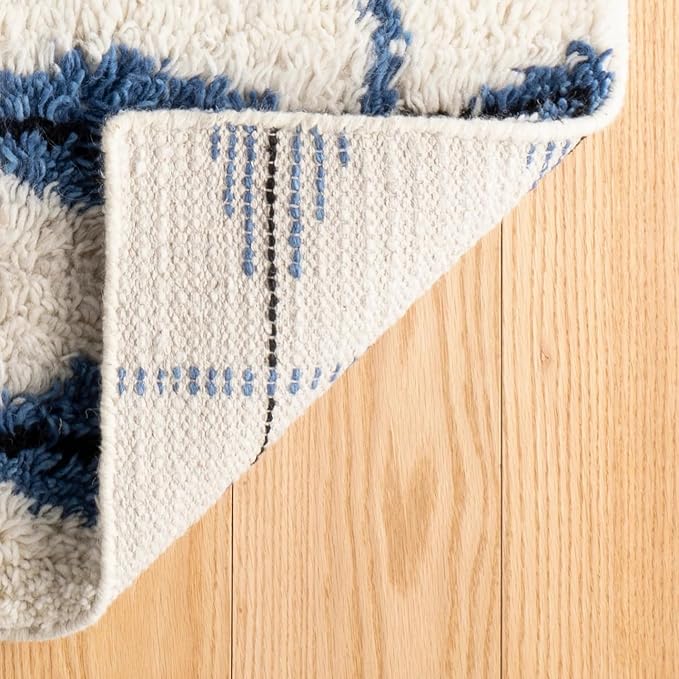 Dash & Albert Noma Indigo Handwoven Wool Rug, 7.5 X 9.5 Feet, Blue Geometric Pattern
