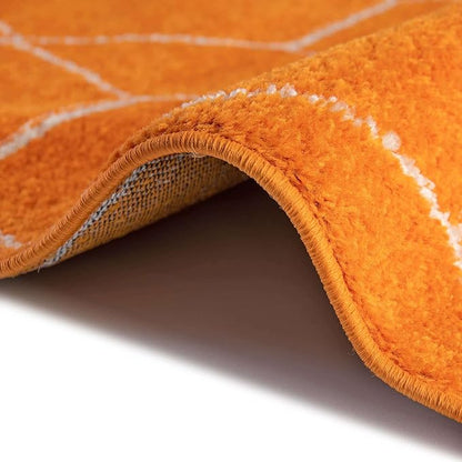 Unique Loom Trellis Frieze Collection Area Rug - Geometric (5' 1" Round, Orange/ Ivory)