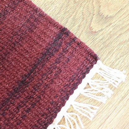 Rugsotic Carpets Hand Woven Flat Weave Kilim Wool ECO-Friendly Area Rugs - 9'x12', Rectangle Shape, Dark Red Color, Solid Plain Design, Low Pile Handmade Rugs for Living Room, Bed Room (D00111)
