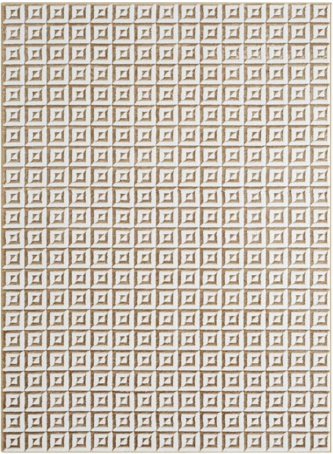 LUXE WEAVERS Geometric Greek Pattern Area Rug, Gold, 5'X7'