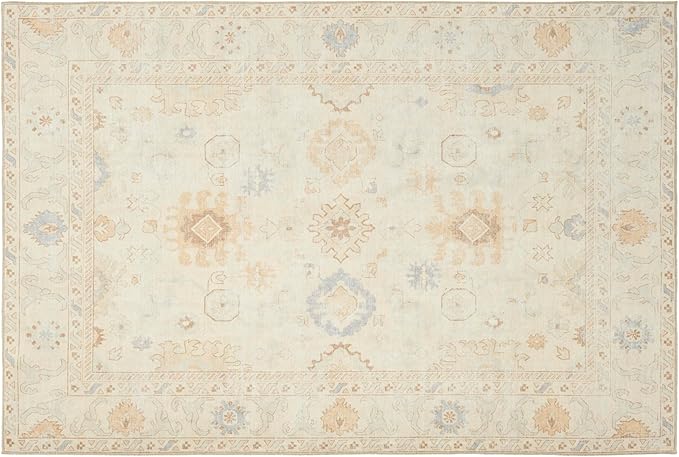 Revival Rugs Nimbus 6'x9' Zero-Shedding Area Rug for Living Room Bedroom - Oeko-TEX Certified, Low Pile, Spot Clean, Cornflower, Yellow Beige