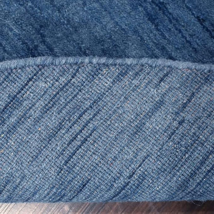 Hand Knotted Loom Wool ECO-Friendly Area Rugs - 8'x8', Round, Blue Color, Solid Plain Design, High Pile Thick Handmade Anti Skid Area Rugs for Living Room, Bed Room (L00111)