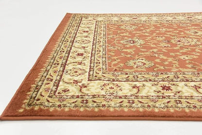 Unique Loom Voyage Collection Traditional Oriental Classic Intricate Design Area Rug (4' 0 x 6' 0 Rectangular, Terracotta/Ivory)