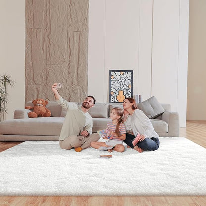 Cream White 8x10 Area Rugs for Living Room Bedroom, Fluffy Large Rug Soft Shag Non-Slip Carpet for Kids Boys and Girls Room Dorm Home Decor (8ft x 10ft)