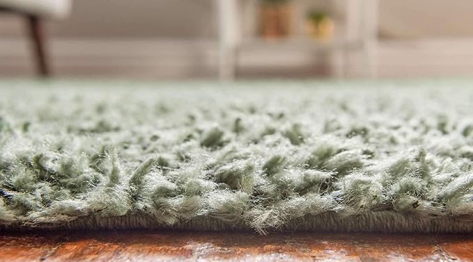 Unique Loom Davos Shag Collection Area Rug - Solid (10' x 13' Rectangle, Sage)
