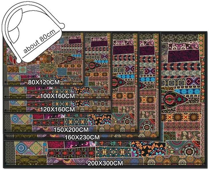 Vintage Boho Area Rugs Multicolor Ethnic Style Geometric Splicing Carpets Bedroom Living Room Kitchen Floor Mats Indoor Outdoor Non-Shedding Runner Rug Home Décor Carpet 3' X 9'