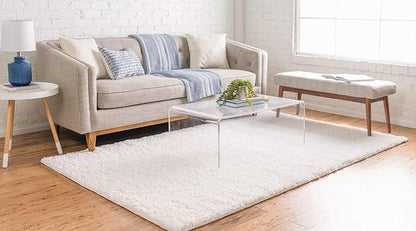 Unique Loom Davos Shag Collection Area Rug - Solid (7' 1" x 10' Rectangle, White/ Ivory)