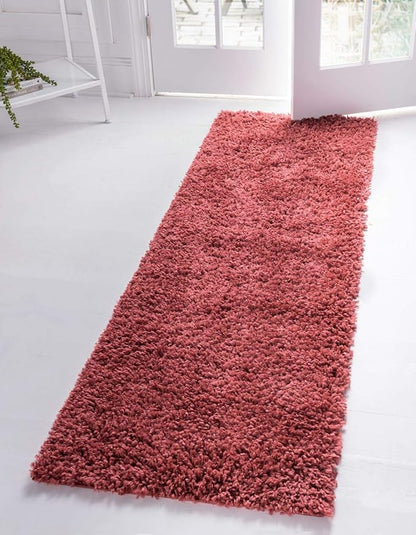 Unique Loom Davos Shag Collection Area Rug - Solid (2' 2" x 6' 7" Runner, Poppy)